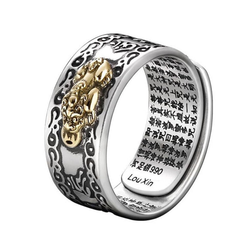 Buddhist Jewelry Women Men&#39;s Gift Creative Exquisite Ring Domineering Pixiu Feng Shui Amulet Wealth Good Luck Adjustable Ring