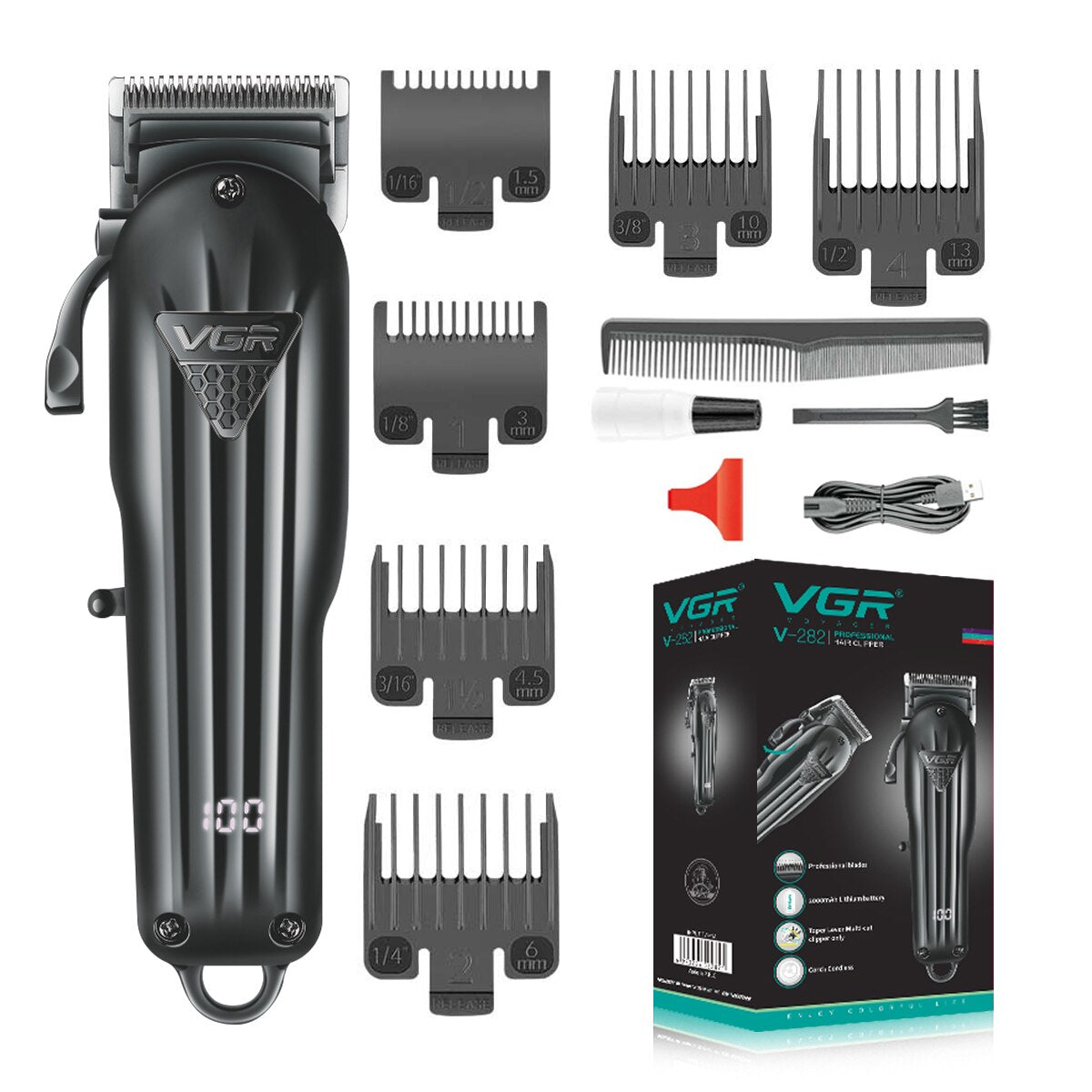 VGR Hair Clipper Professional Hair Cutting Machine Hair Trimmer Adjustable Cordless Rechargeable V 282