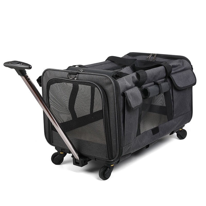 Pet Trolley Case Detachable Universal Wheel Breathable Foldable Large-capacity Dog Bag Cat Carrier