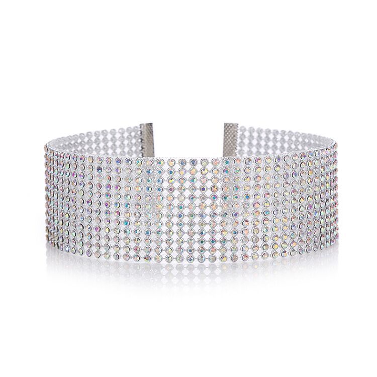 TOP Quality Cool Shiny Rhinestone Bundle Neck Popular Element Collar Necklace Punk Hip Hop Women&#39;s Choker Gift Korean Jewelry