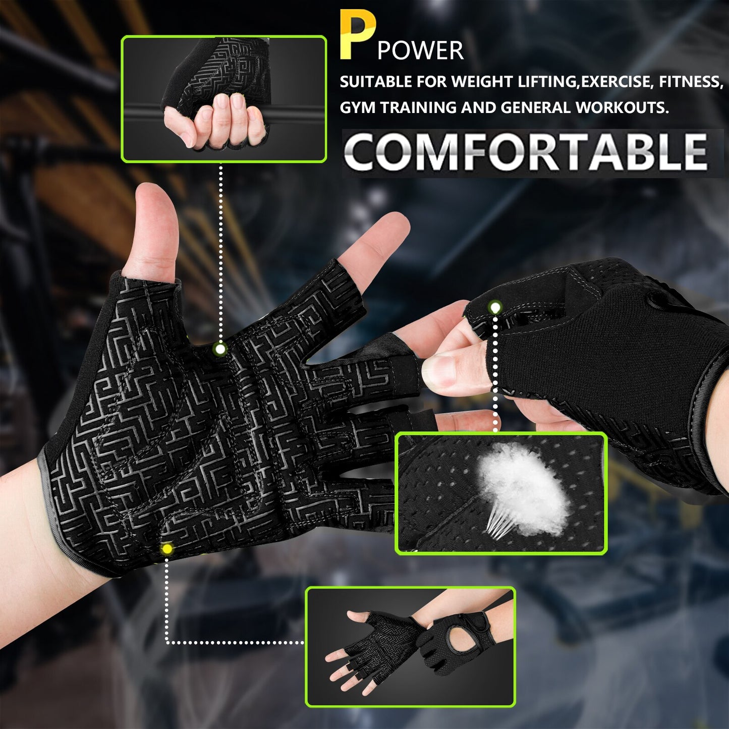 MOREOK Gym Gloves Beathable Full Palm Protect Fitness Training Workout Gloves Anti-slip Weight Lifting Gloves Exercise Glove Men