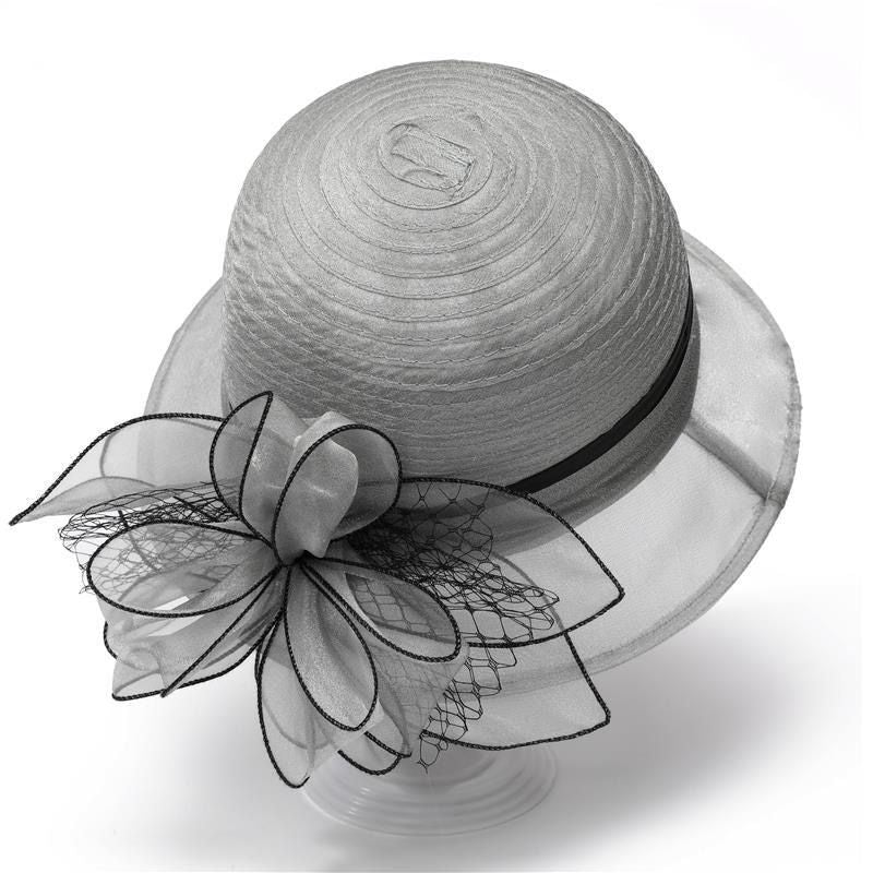 2022 New Organza Flower Sun Hats Ladies Wedding Party Floppy Summer Hats Church Hat For Women Anti-UV Travel Beach Hat