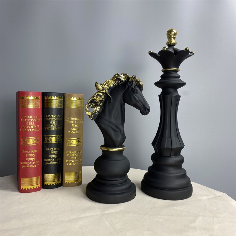 Retro International Chess Figurine for Interior King Knight Sculpture Home Desktop Decor Living Room Decoration
