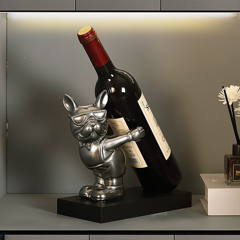 French Bulldog Statues Wine Holder Sculptures Nordic home decor Room House Decoration Desk Ornaments Resin Dog Butler Statue