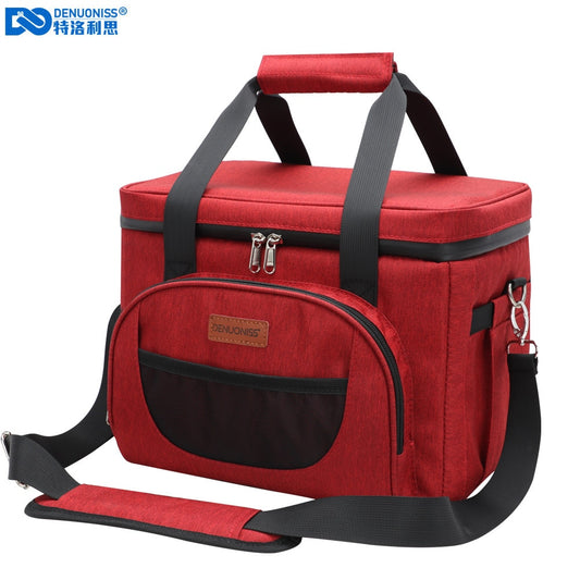 DENUONISS 16/28L 40 Cans Cooler Bag With Strap Picnic Bag Sac Isotherme Insulated Bag For Beer Big Meal Container Lunch Bag