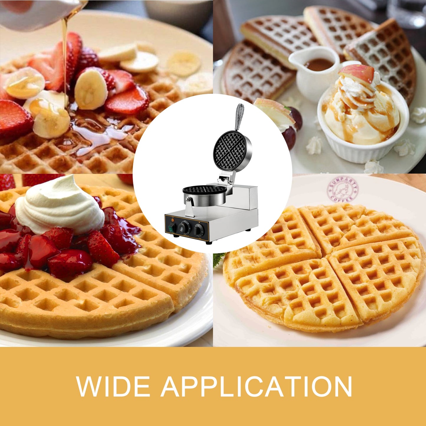 VEVOR Single/Double-head Electric Waffle Maker 180mm Nonstick Plate Cake Baking Machine Round Waffle Gaufriers Kitchen Appliance