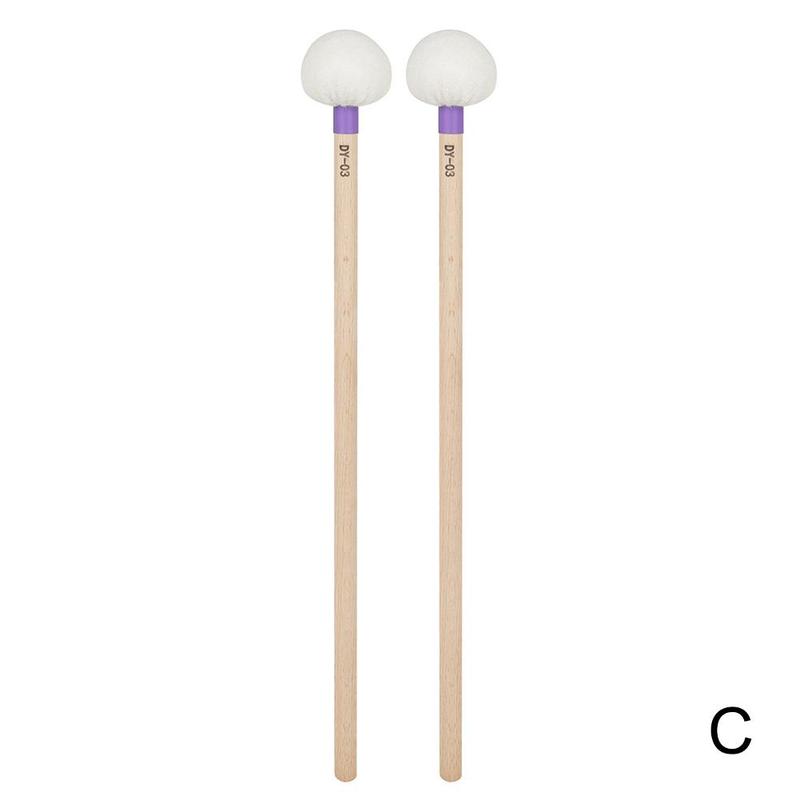 1 Pair Symphony Timpani Mallets Percussion Drum Sticks Soft Felt Head With Maple Wood Handle Instrument