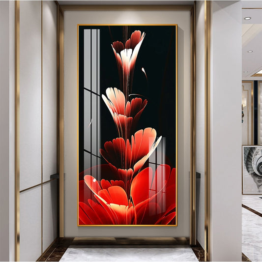 Black red Flower Leaf Abstract Poster Nordic Art Plant Canvas Painting Luxurious Modern Wall Picture for Living Room Decor