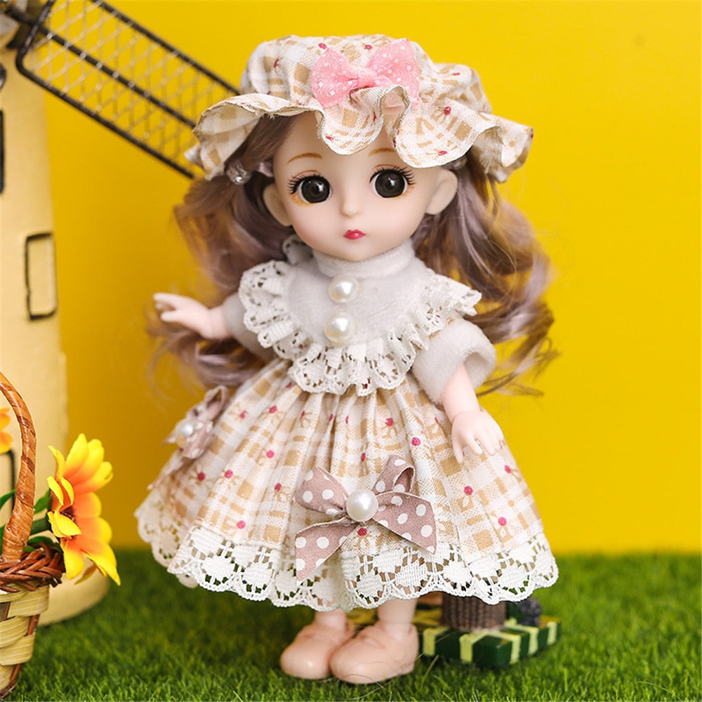 1/12 16cm BJD Doll with Clothes and Shoes Movable 13 Joints Fashion Model Girl Gift Child Toys