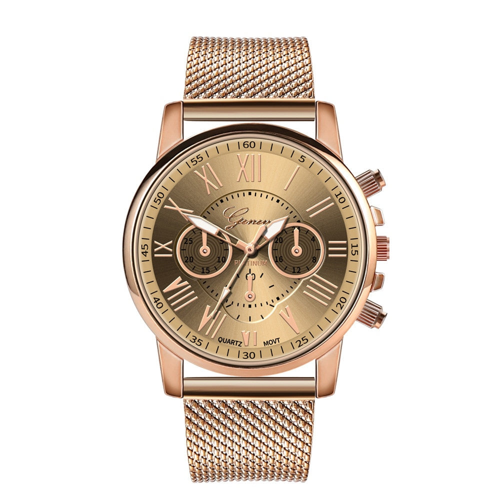 Business Women&#39;s Watches Fashion Geneva Brand Roman Numeral Simple Clock Kol Saati Montre Femme Relogio Feminino Reloj Mujer