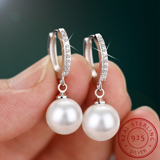 2023 New Pearl Earrings Real Natural Freshwater Pearl 925 Sterling Silver Earrings Pearl Jewelry Ladies Wedding Gifts