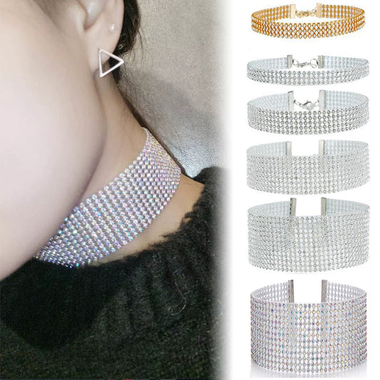TOP Quality Cool Shiny Rhinestone Bundle Neck Popular Element Collar Necklace Punk Hip Hop Women&#39;s Choker Gift Korean Jewelry