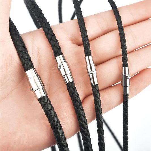 45/50/60cm Black Brown Braid Wax Cord DIY Pendant Necklace Jewelry Making Classic Men&#39;s Leather Necklace Choker Jewelry Gifts