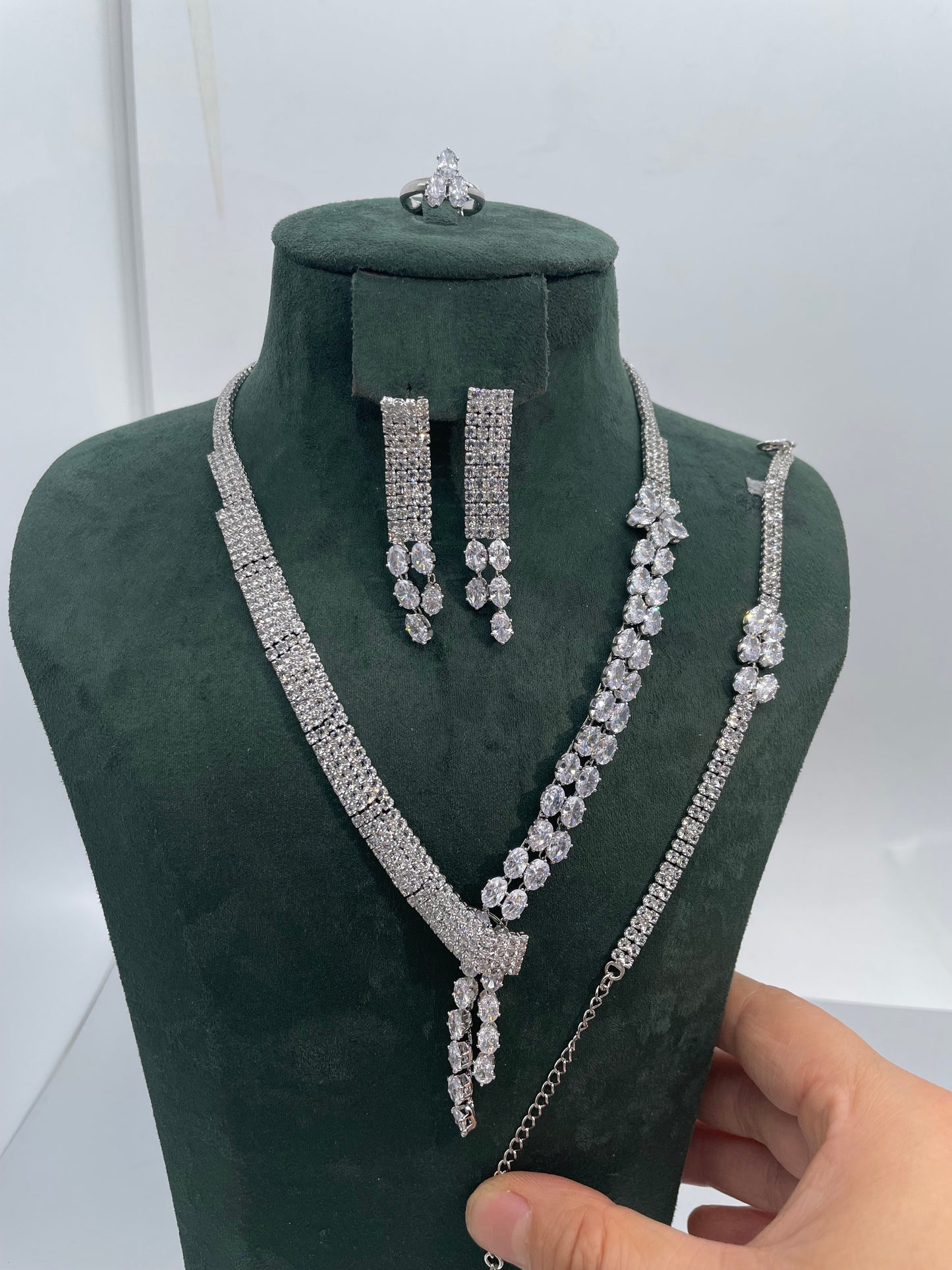 Janekelly 4pcs Bridal Zirconia Full Jewelry Sets For Women Party, Luxury Dubai Nigeria CZ Crystal Wedding Jewelry Sets