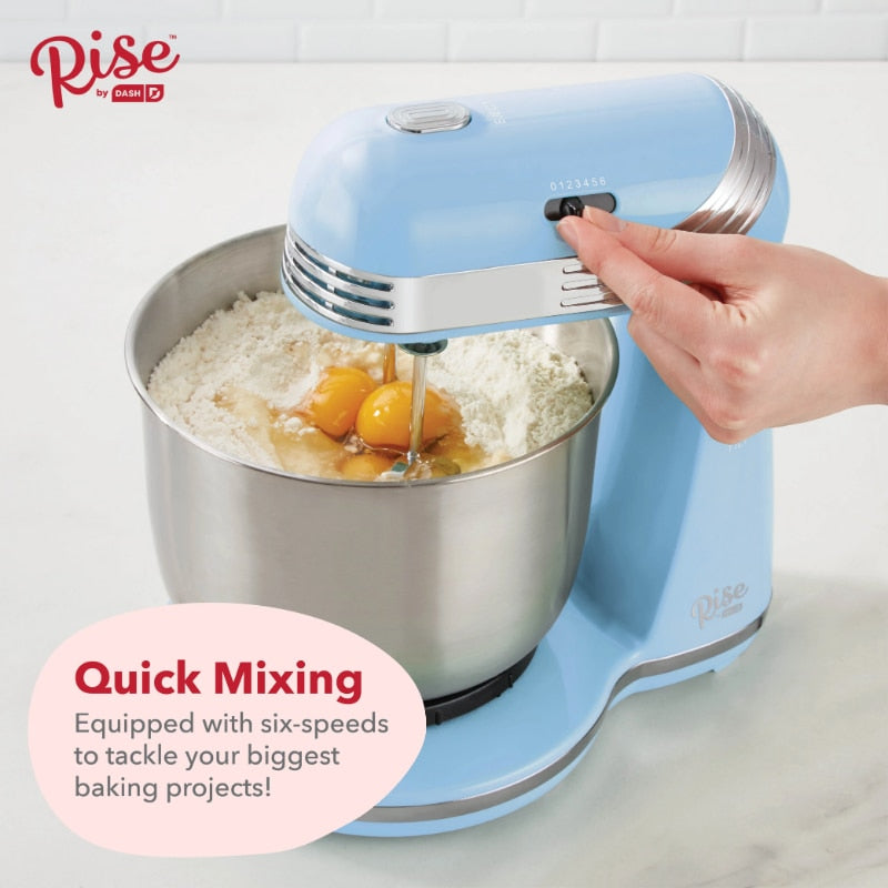 Rise By Dash Stand Mixer, 6 Speed, 3 Quart Sky Blue