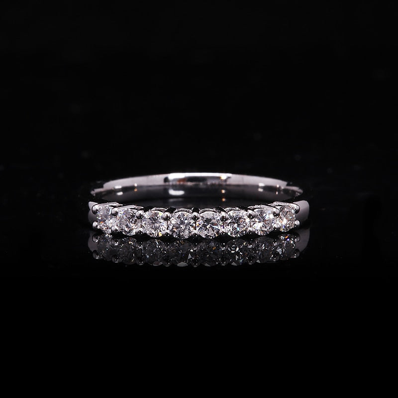AEAW 14k White Gold 0.25ctw 2mm DF Round Cut Engagement&amp;Wedding Moissanite Lab Grown Diamond Band Ring for Women