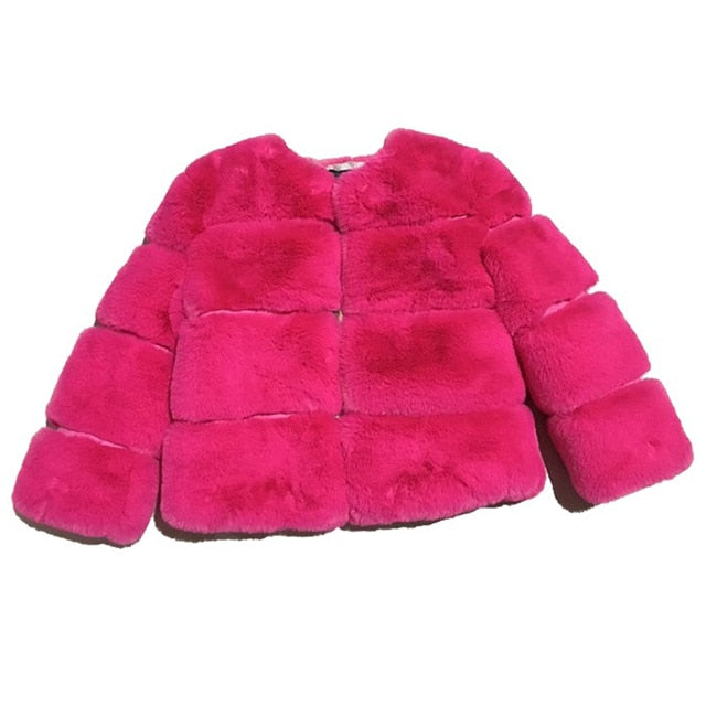 Baby Girls Faux Fur Coat Winter Children Girls Long Sleeve Christmas Jacket Warm Kids Girls Snow Coat Girls Outerwear Clothing