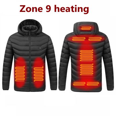 2021 NWE Men Winter Warm USB Heating Jackets Smart Thermostat Pure Color Hooded Heated Clothing Waterproof  Warm Jackets