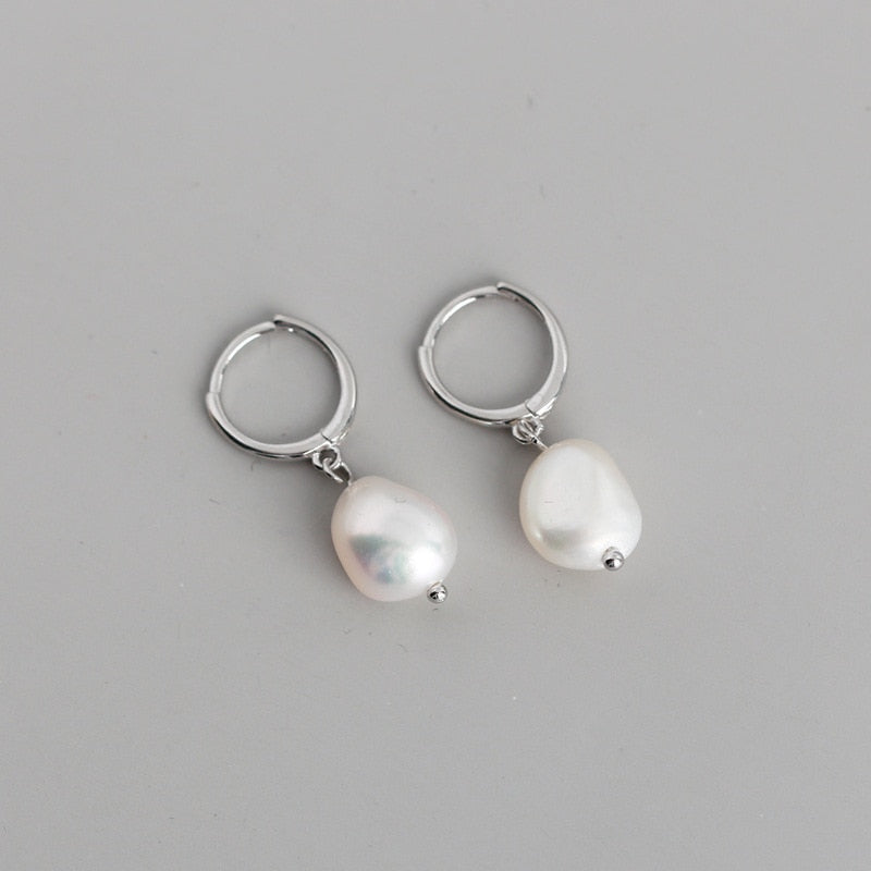 WANTME Genuine 925 Sterling Silver Natural Freshwater Baroque  Pearl Unusual Earrings for Women Chic Charming Goth Jewelry 2021
