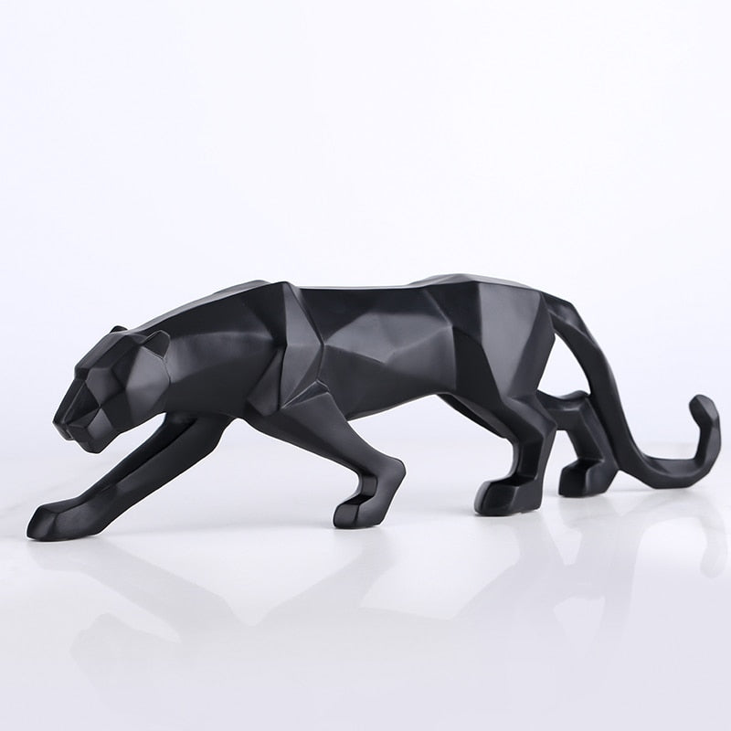 Black panther animal statue Resin abstract Geometric Style Decor Crafts Modern home livingroom office desktop Sculpture Ornament