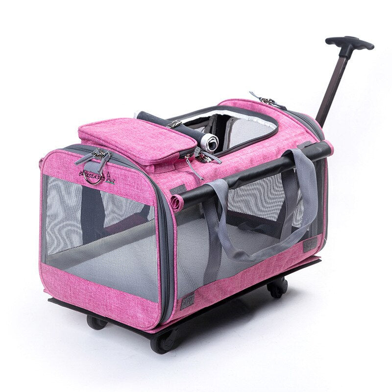 Multifunction Pet Bag Trailer Dog Cat Large Capacity Trolley Outdoor Travel Universal Wheel Box Carrier Bag Single Shoulder Bag