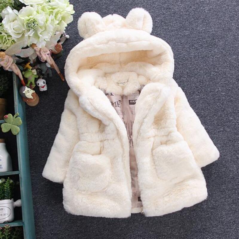 Baby Girls Warm Winter Coats Thick Faux Fur Fashion Kids Hooded Jacket Coat for Girl Outerwear Children Clothing 2 3 4 6 7 Years