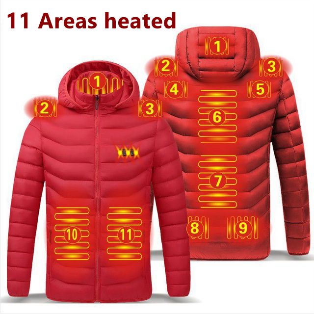 Men 9 Areas Heated Jacket USB Winter Outdoor Electric Heating Jackets Warm Sprots Thermal Coat Clothing Heatable Cotton jacket