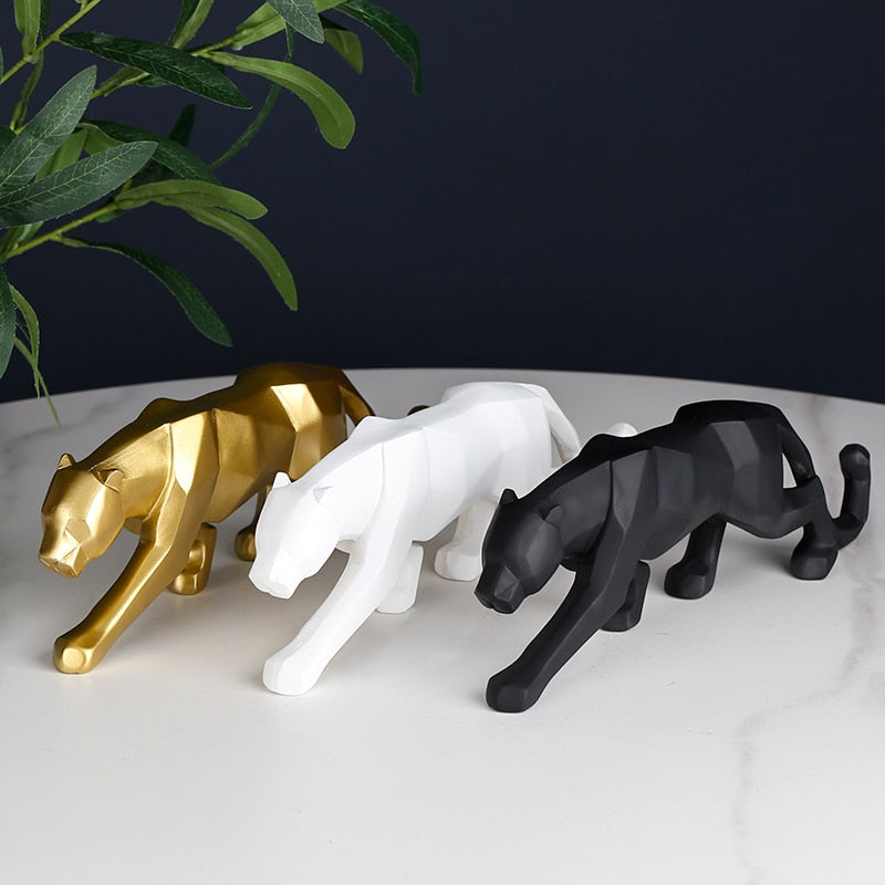 Black panther animal statue Resin abstract Geometric Style Decor Crafts Modern home livingroom office desktop Sculpture Ornament