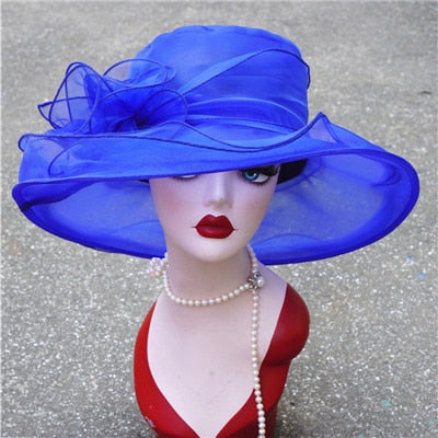 2022 Summer Hat Women Kentucky Derby Wide Brim Sun Hat Wedding Church Sea Beach Hats for Women Floppy Ladies Hat