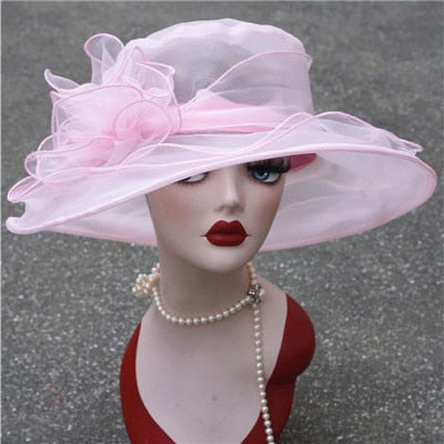 2022 Summer Hat Women Kentucky Derby Wide Brim Sun Hat Wedding Church Sea Beach Hats for Women Floppy Ladies Hat