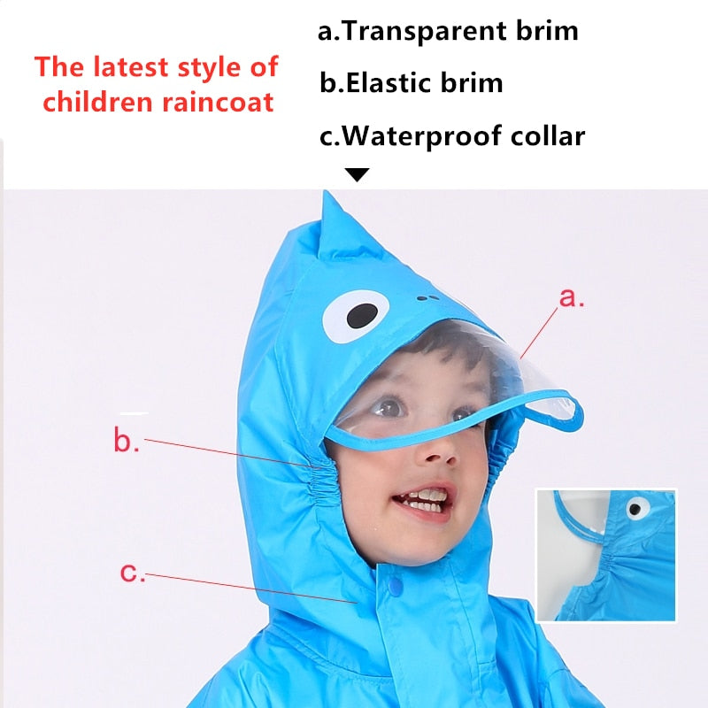 1-10 Years Old Children Raincoat Kids Boys Girls Waterproof Jumpsuit Hooded One-Piece Cartoon Dinosaur Baby Rainwear And Pants
