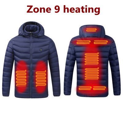 2021 NWE Men Winter Warm USB Heating Jackets Smart Thermostat Pure Color Hooded Heated Clothing Waterproof  Warm Jackets