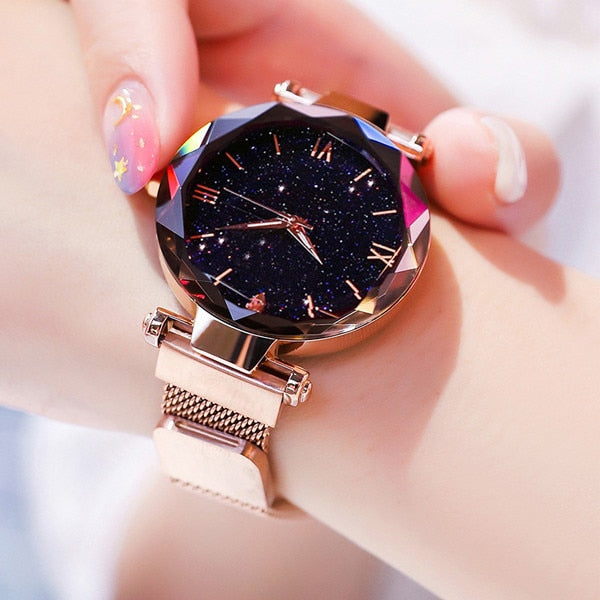 Zegarek Damski 2023 Luxury Starry Sky Women Watches Magnetic Mesh Belt Band Watch Women&#39;s Fashion Dress Wristwatch Reloj Mujer