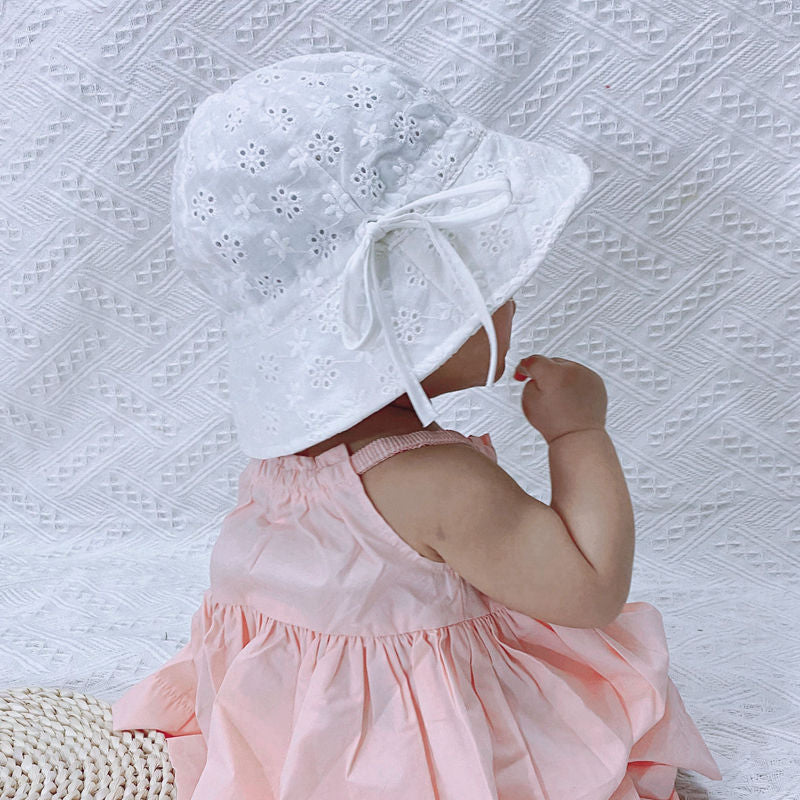 2022 New Spring Summer Outdoor Baby Girls Hat Lace Bowknot fisherman hat Baby Sun Hat Kids Sun Caps Toddler Sunscreen Cap