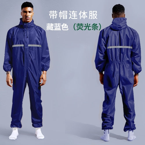 Conjoined Raincoat overalls Hooded Men and Women Fission Rain Suit Hooded Paint Spray Unisex Raincoat Workwear Safety Suits