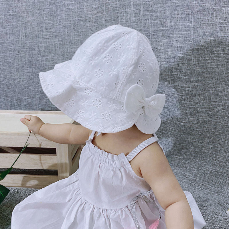 2022 New Spring Summer Outdoor Baby Girls Hat Lace Bowknot fisherman hat Baby Sun Hat Kids Sun Caps Toddler Sunscreen Cap