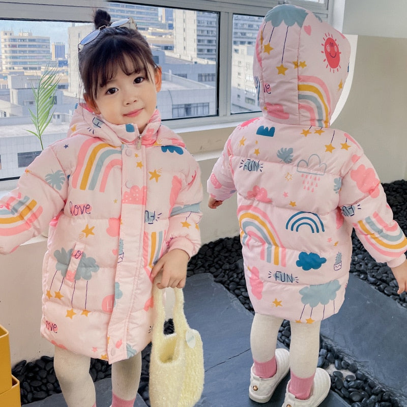 2022 New Girls Boys Down Jacket Winter Coats Children Clothes Hooded Windbreaker Coat For Kids 2-7 Years Cotton Warm Outerwear