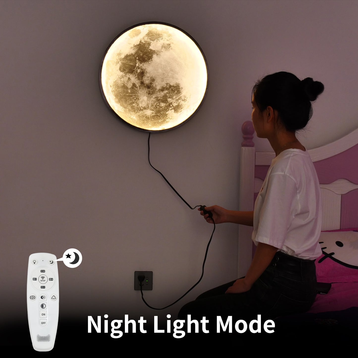 15W Dimmable MOON wall sconce lamps APP remote control Indoor Lighting lights Bedroom Living Hall Room HOME Decoration 24cm 50cm