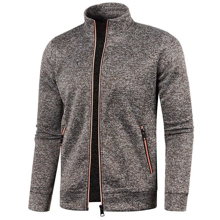 2022 Autumn Winter Men's Zipper Knit Long Sleeves Thin Cashmere Fashion Top Sweater Coat