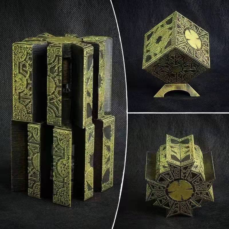 1:1 Hellraiser Puzzle Box Moveable Lament Horror Terror Figures Film Serie Hellraiser Cube Fully Pinhead Prop Figurine Toy