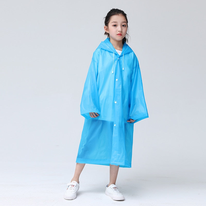 Children Adult Waterproof Raincoat Reuseable EVA Rain Poncho For Kids Girls WomenTransparent Clear Rainwear Suit For Student