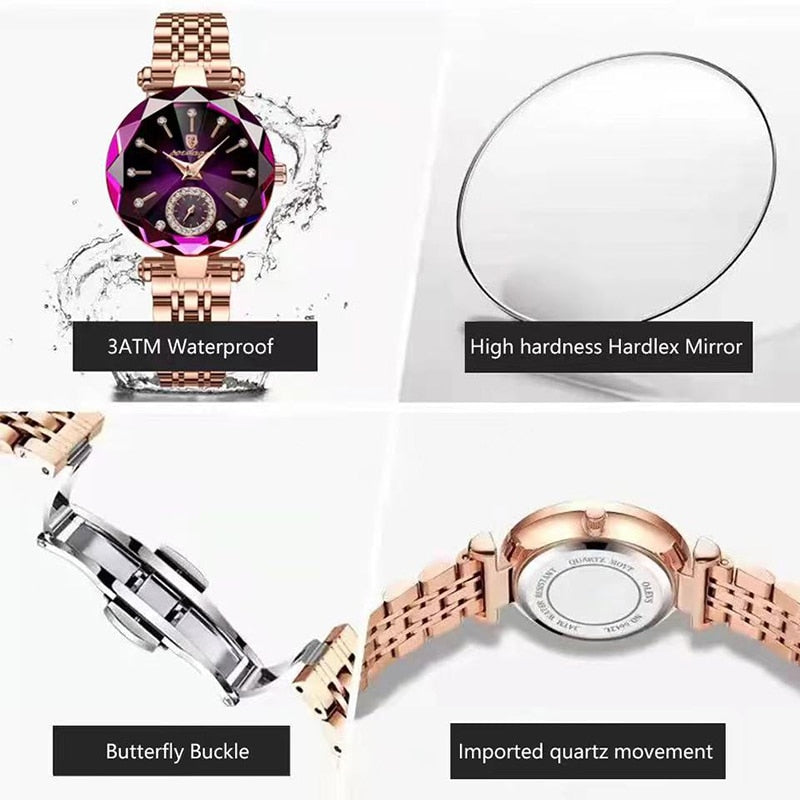 2023 Brand Women Watches Fashion Square Ladies Quartz Watch Bracelet Set Green Dial Simple Rose Gold Mesh Luxury Women Watches