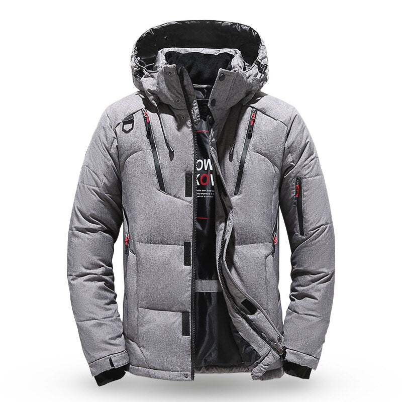 Down Jacket Men White Duck Winter Coat Windproof Warm Parkas Travel Camping Overcoat New in Thicken Solid Color Hooded Clothing