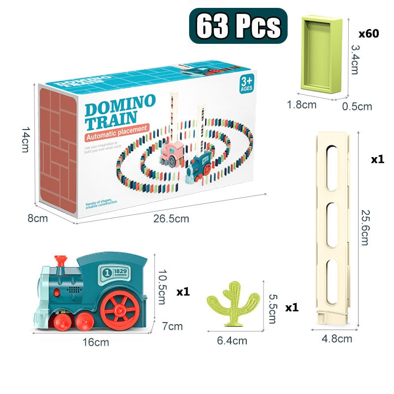 Kids Automatic Laying Domino Train Electric Car Dominoes Set Brick Blocks Kits Games Educational Toys Children DIY Toy Boys Gift