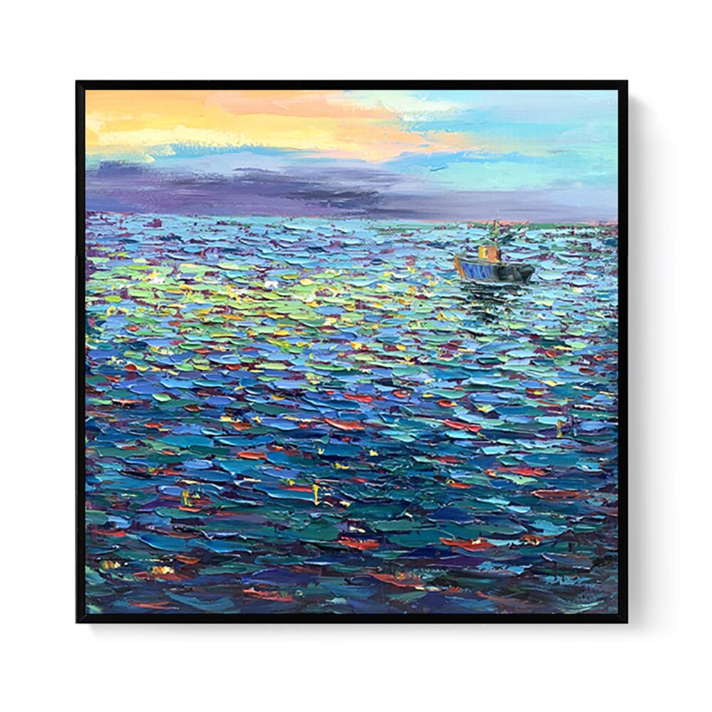 Large Handmade Abstract Seascape Landscape Thick Oil 3D Painting On Canvas Art For Living Room Sea Decor Wall Paintings Unframed