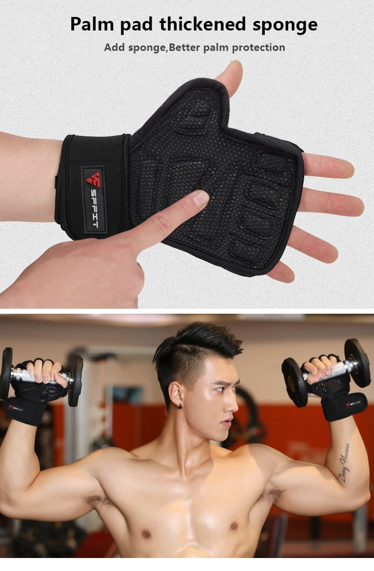 1 Pair Weight Lifting Training  Women Men Fitness Sports Body Building Gymnastics Grips Gym Hand Palm Protector Gloves