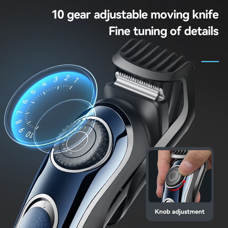 Kemei Cordless Adjustable 1-10mm Hair Trimmer For Men Face Beard Trimmer Rechargeable Edge Hair Clipper Electric Lithium Battery