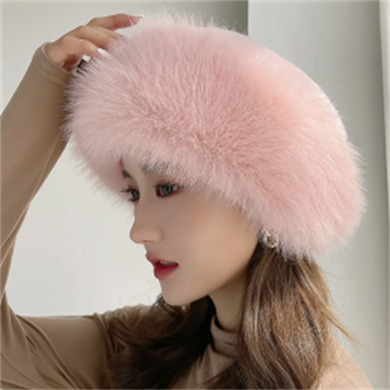 2022 Winter Fashion Furry Faux Fur Women Girl Fur Pullover Hat Winter Outdoor Berets Warm Hats Windproof Sunshade Warmer Cap New