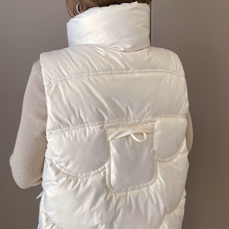 Women Stand Collar 2022 New Short Bright Color Cotton Padded Jacket Sleeveless Female Winter  Waistcoat Coat Vest