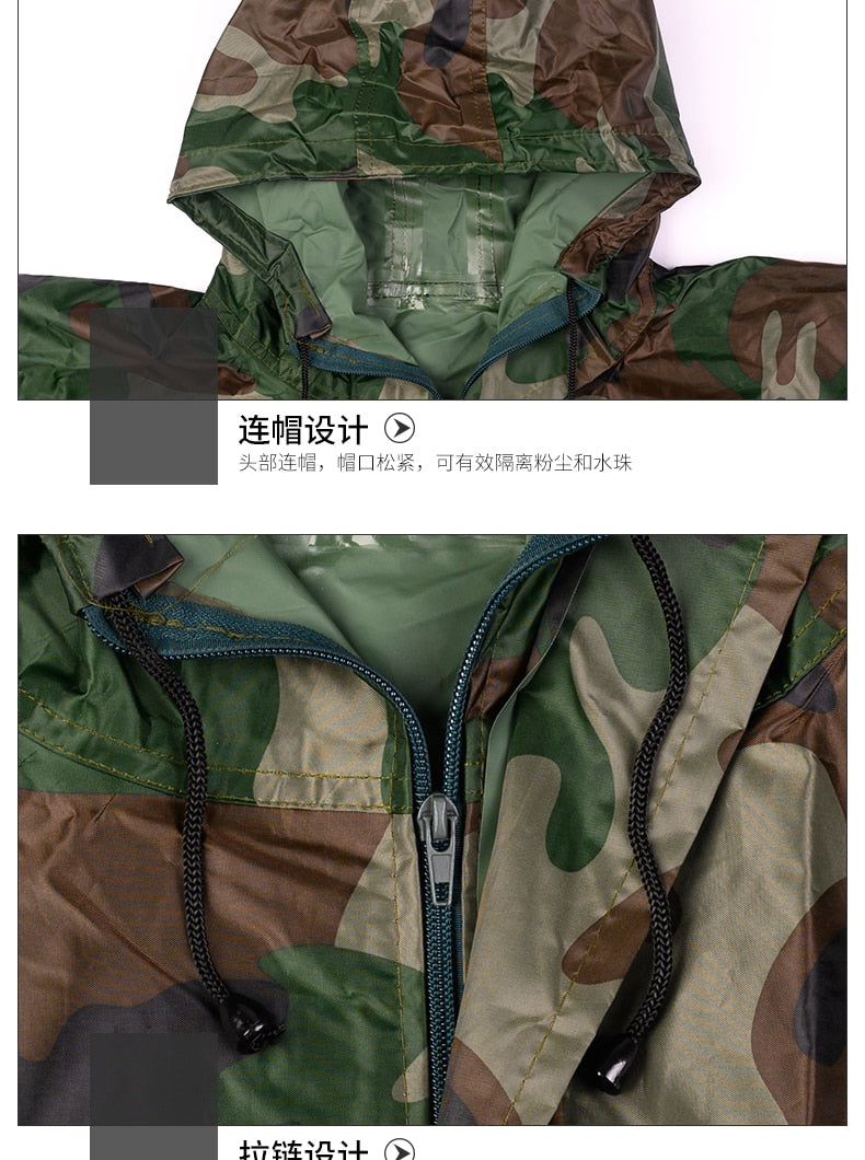 Conjoined Raincoat overalls Hooded Men and Women Fission Rain Suit Hooded Paint Spray Unisex Raincoat Workwear Safety Suits